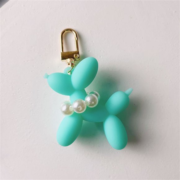 NEW Balloon Art Dog With Pearl Collar Bag Charm Keychain Clip Keyring - Picture 7 of 10